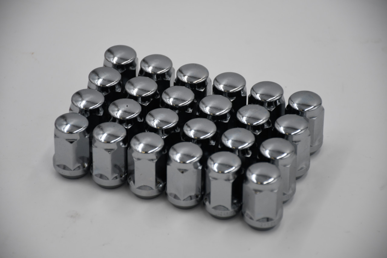 Set 24 Chrome Lug Nut 3/4 Hex - 1/2" 1.4" Tall Conical Seat 19mm