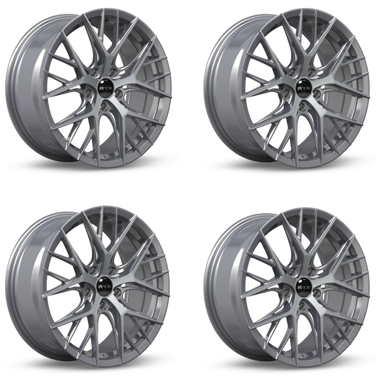 Set 4 18" RTX Valkyrie Lite Gunmetal Machined Wheels 18x8 5x4.5 40mm Rims