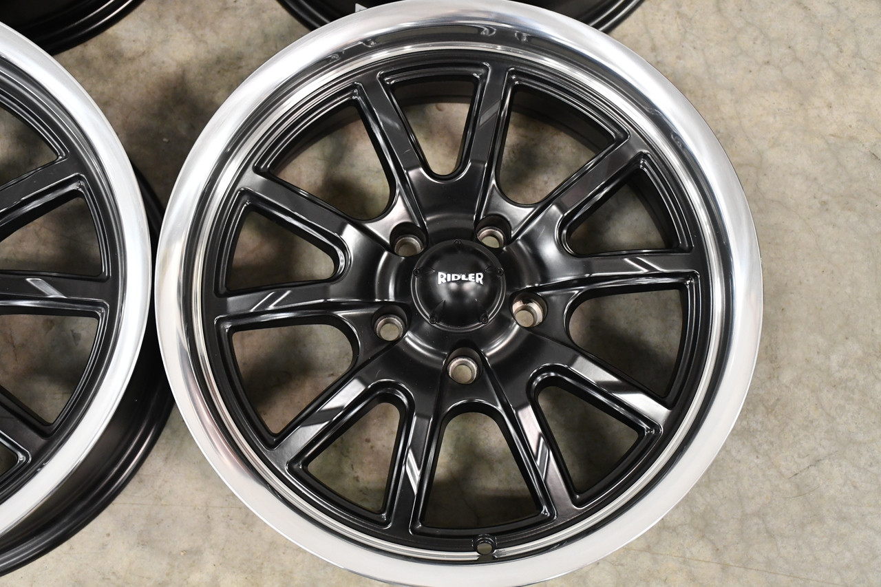 22" Ridler 650 22x9.5 Matte Black Polished Lip 5x120 Wheel 18mm Rim