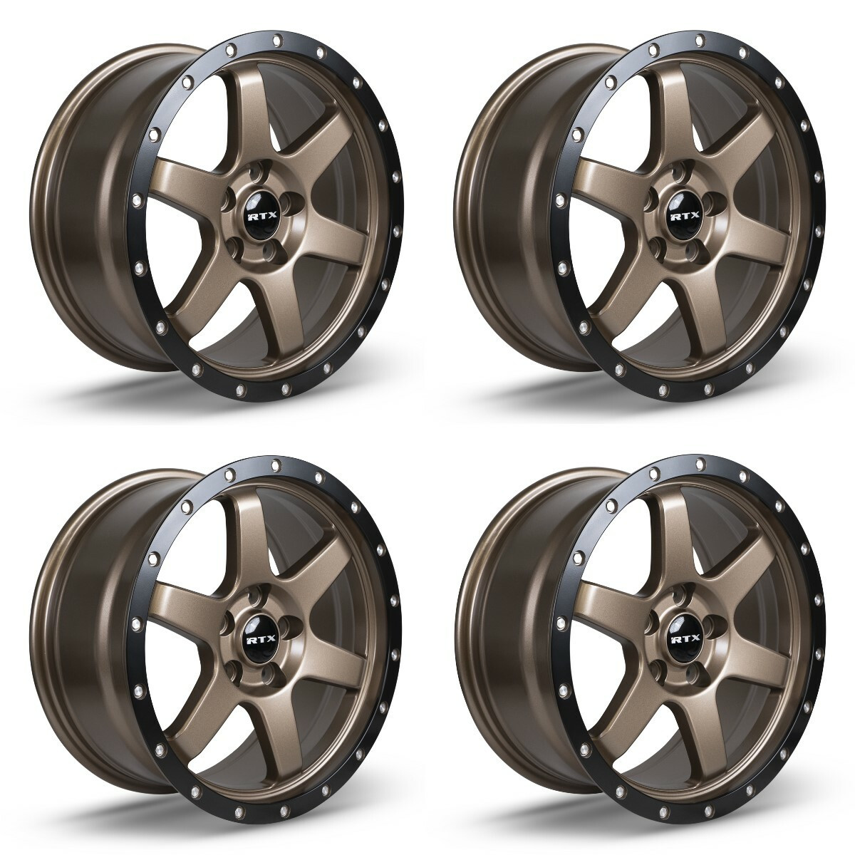 Set 4 17" RTX Dakar Satin Bronze Black Edge Lip 17x8 Wheels 5x4.5 (5x114.3) 35mm Rims
