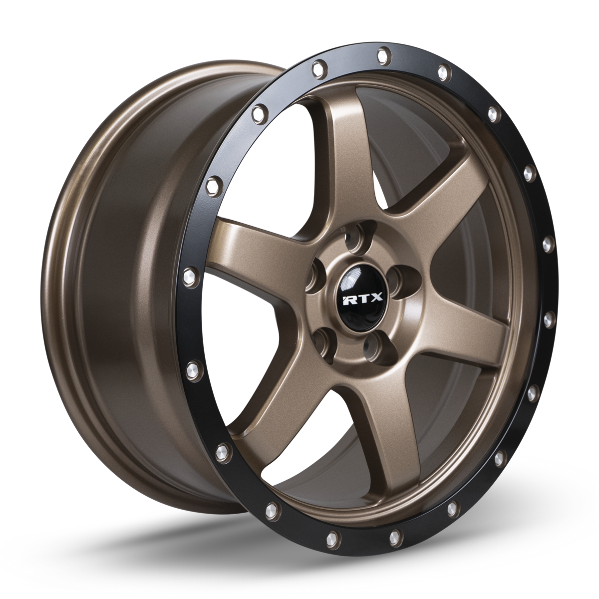 Set 4 17" RTX Dakar Satin Bronze Black Edge Lip 17x8 Wheels 5x4.5 (5x114.3) 35mm Rims