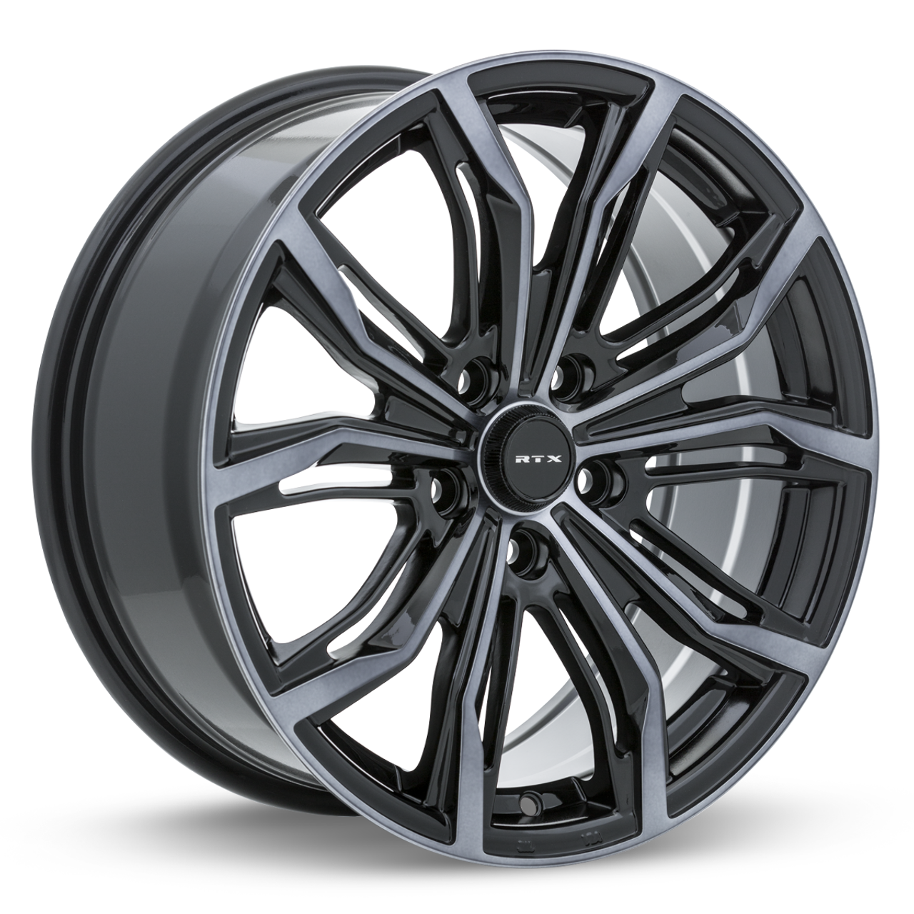 Set 4 18" RTX Black Widow Black Machined Grey Wheels 18x8 5x4.5 42mm Rims