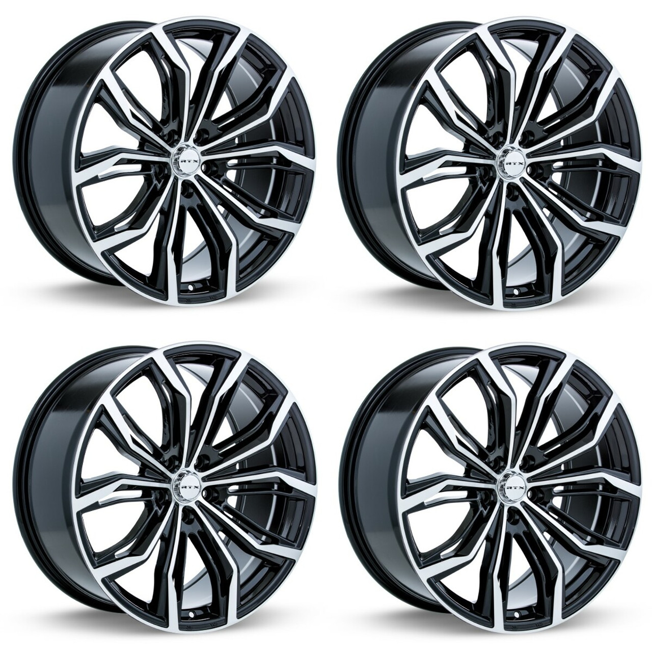 Set 4 18" RTX Black Widow Black Machined Wheels 18x8 5x105 38mm Rims