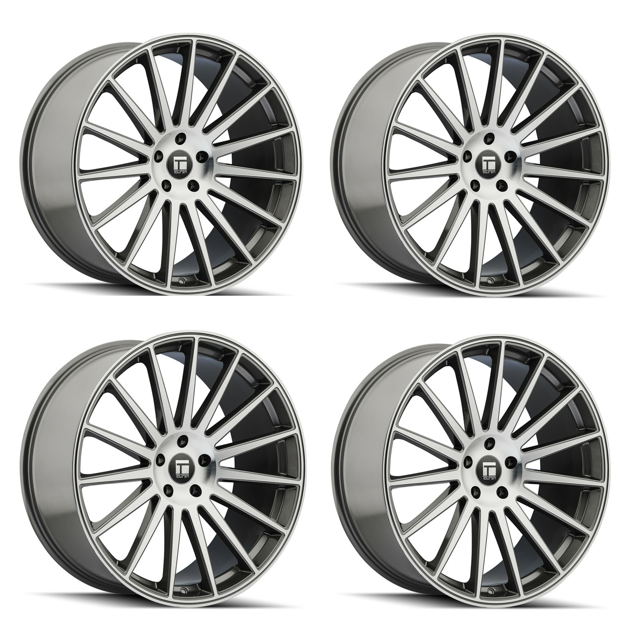 Set 4 22" Touren TR92 22x10.5 Gloss Graphite Machined 5x4.5 Wheels 32mm Rims Set 4 22" Touren TR92 22x10.5 Gloss Graphite Machined 5x4.5 Wheels 32mm Rims