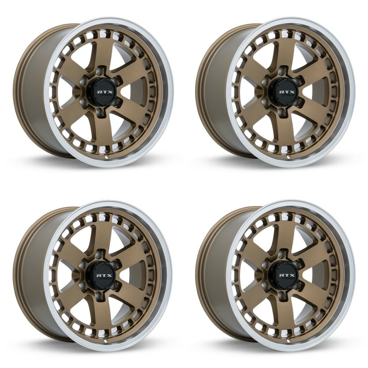 Set 4 18" RTX Ozark Satin Bronze Machined Lip Wheels 18x9 6x135 0mm Rims