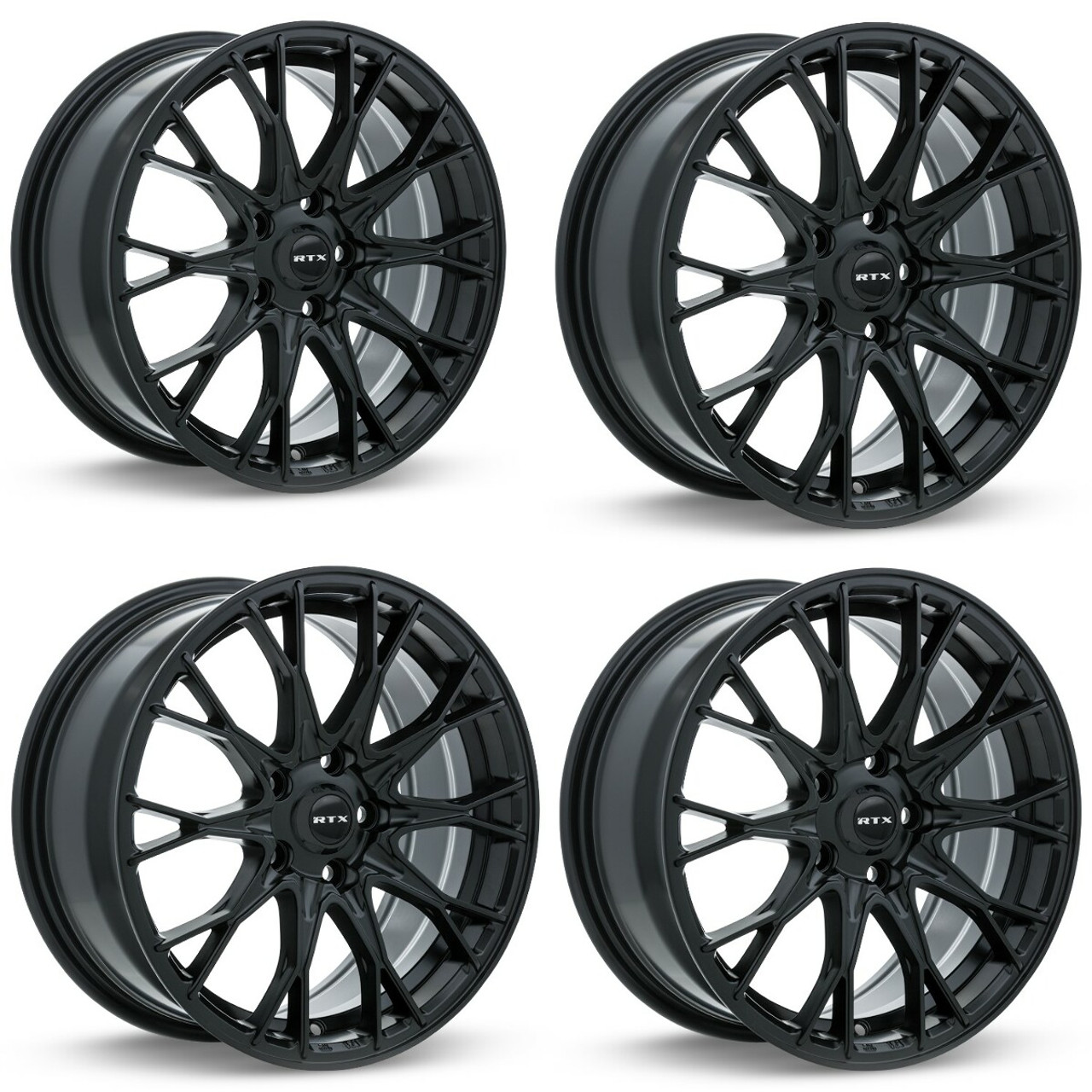 Set 4 17" RTX Concorde Satin Black Wheels 17x7.5 5x4.5 40mm Truck Suv Rims