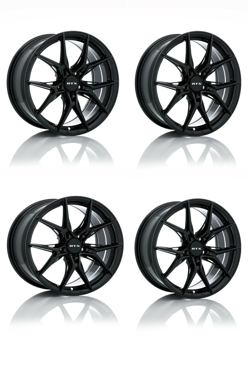 Set 4 20" RTX Slick Gloss Black Wheels 20x9 5x4.5 38mm Truck Suv Rims