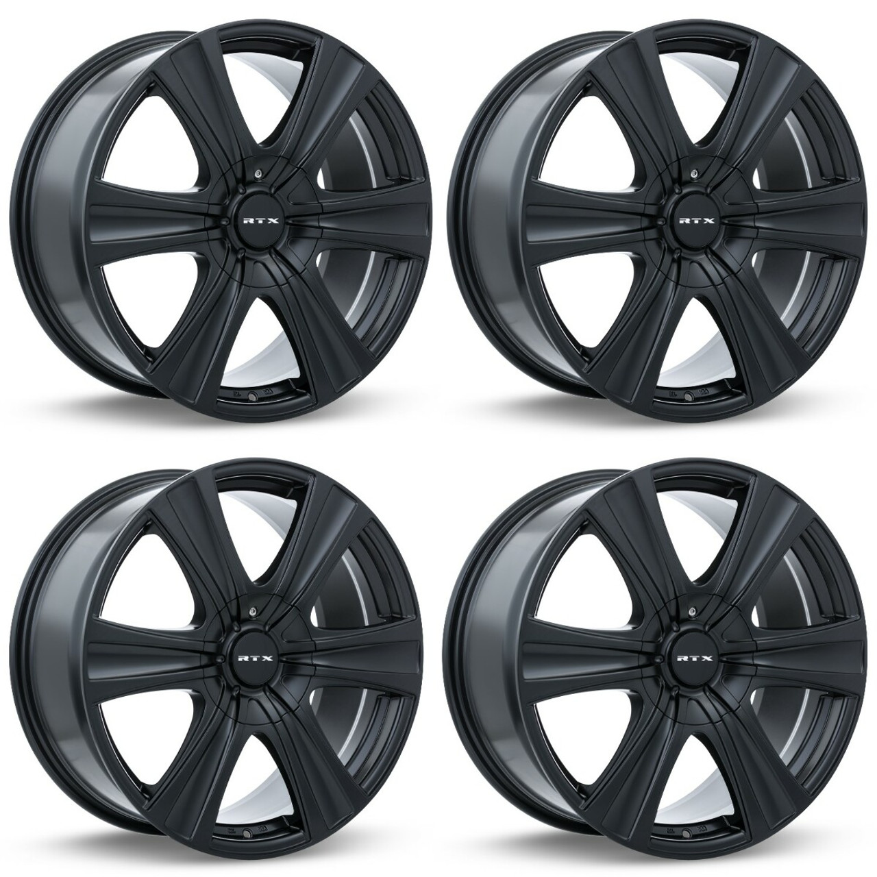 Set 4 17" RTX Aspen Satin Black 17x8 Wheels 5x4.5 (5x114.3) 5x5 (5x127) 35mm Rims