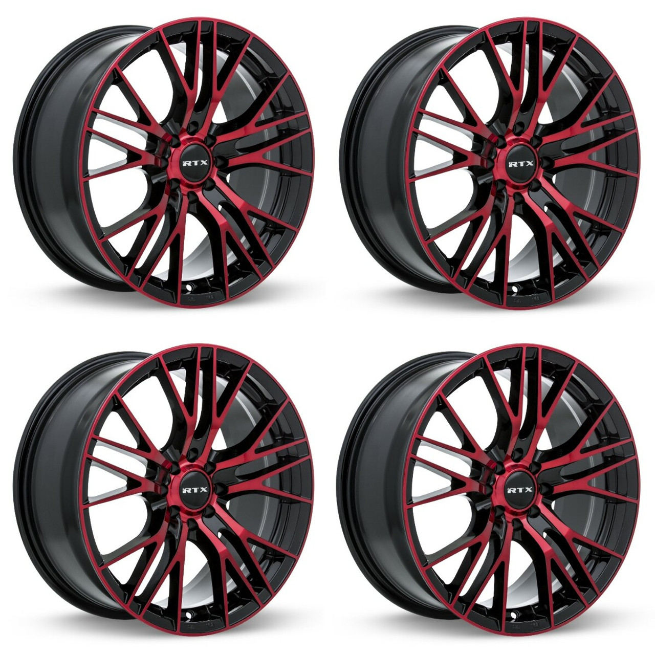 Set 4 17" RTX Vertex Black Machined Red Wheels 17x7.5 5x4.5 40mm Truck Suv Rims