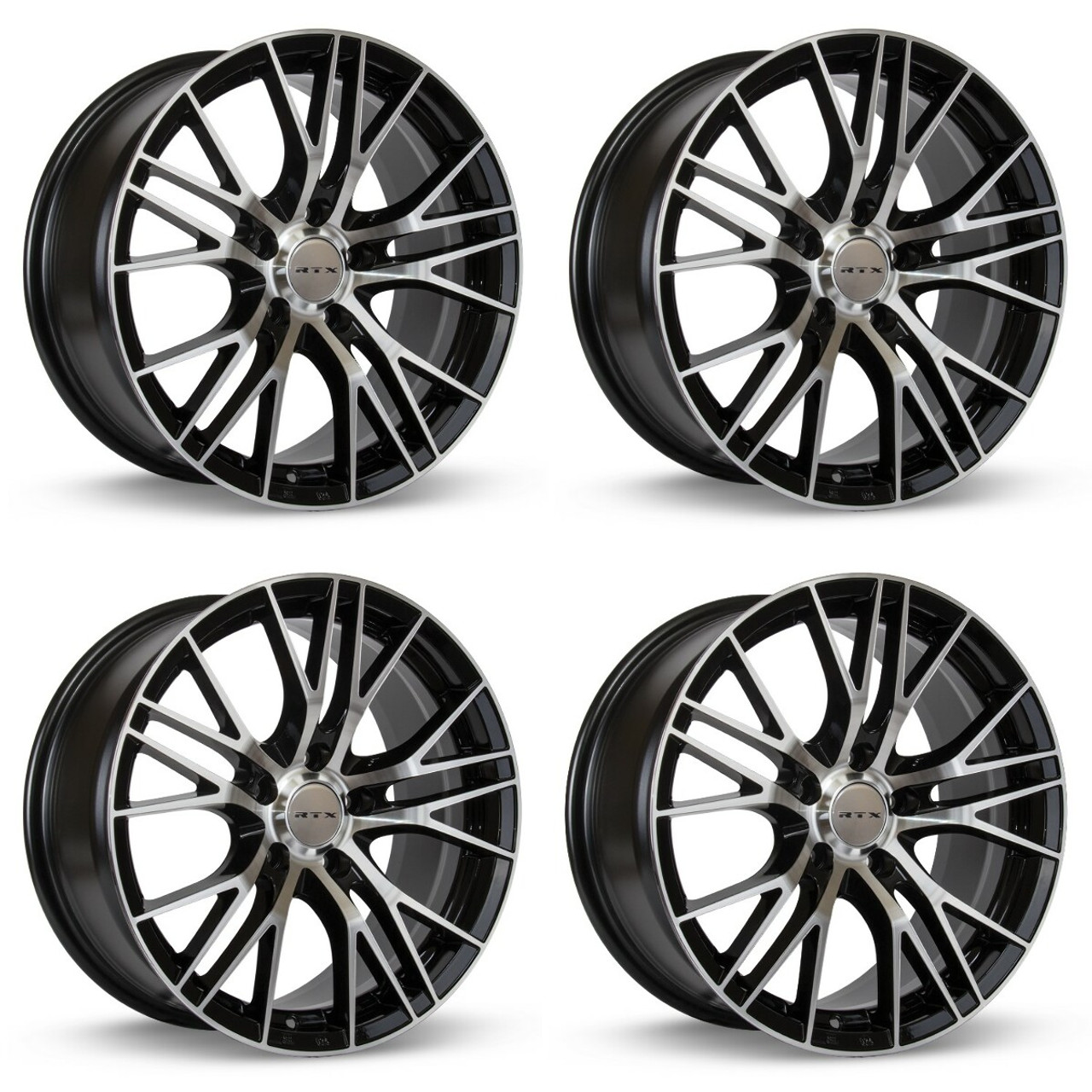 Set 4 18" RTX Vertex Black Machined Wheels 18x8 5x120 35mm Rims