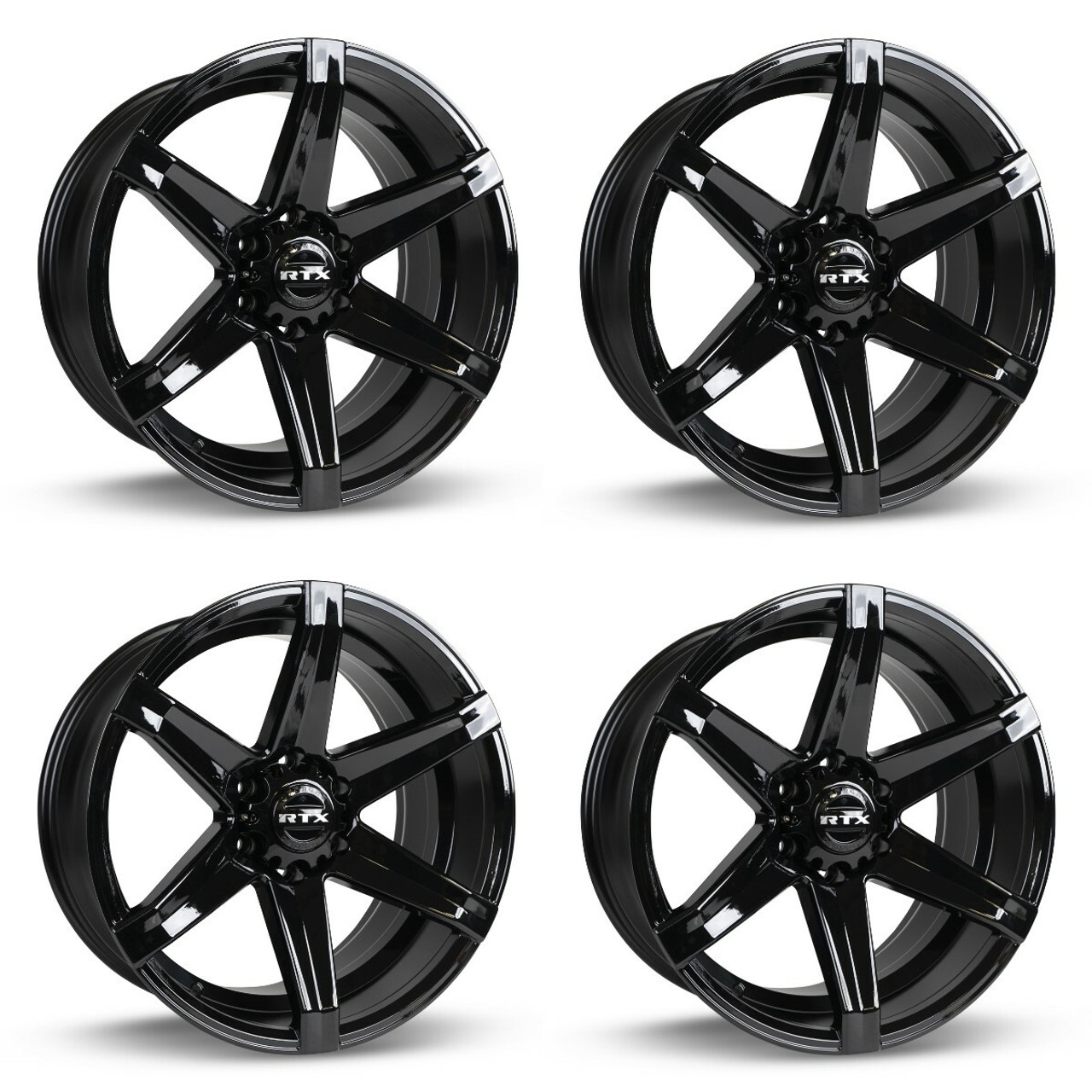 Set 4 20" RTX Beast Gloss Black Wheels 20x9.5 6x5.5 10mm Truck Suv Rims