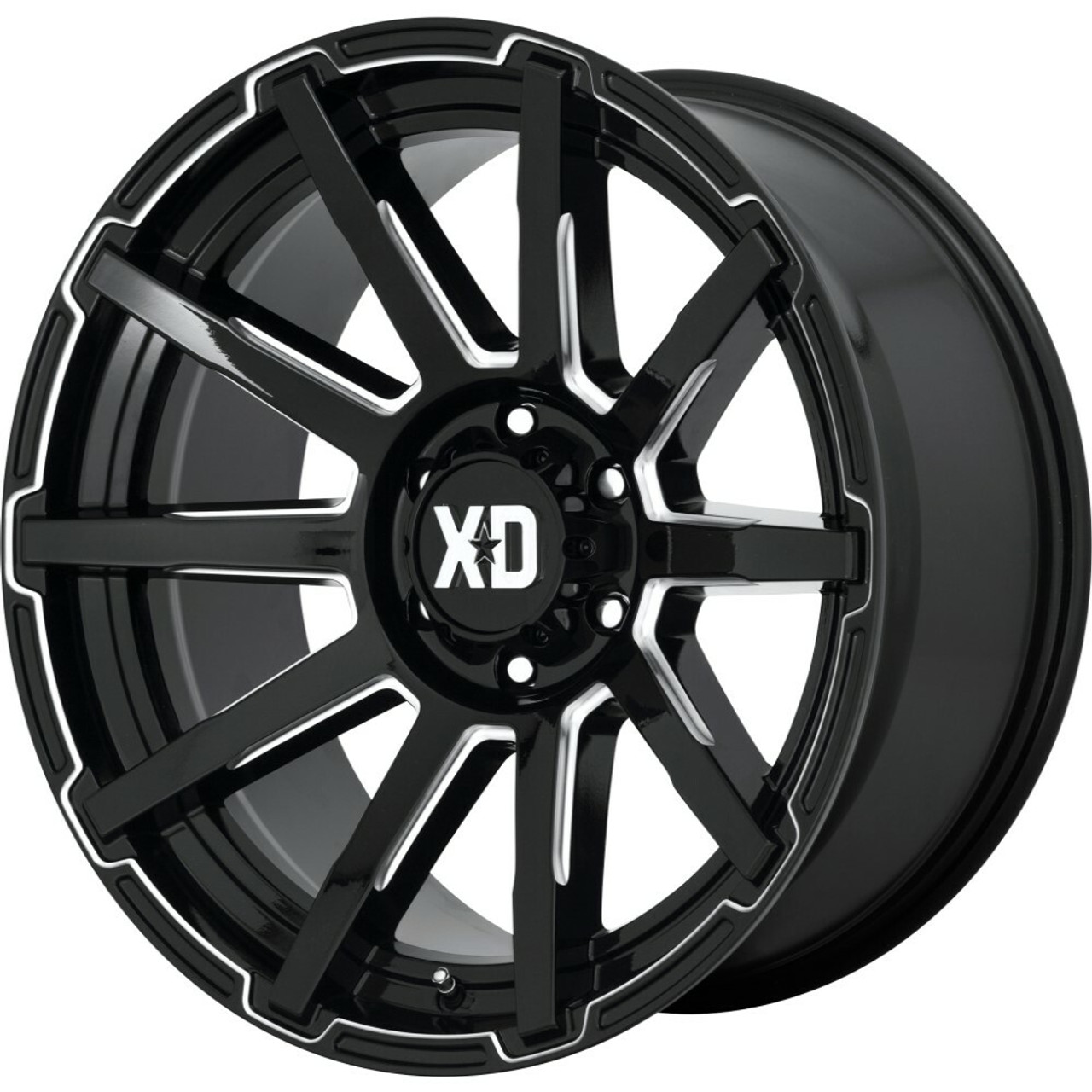 XD XD847 Outbreak 20x10 8x180 Gloss Black Milled Wheel 20" 12mm Rim