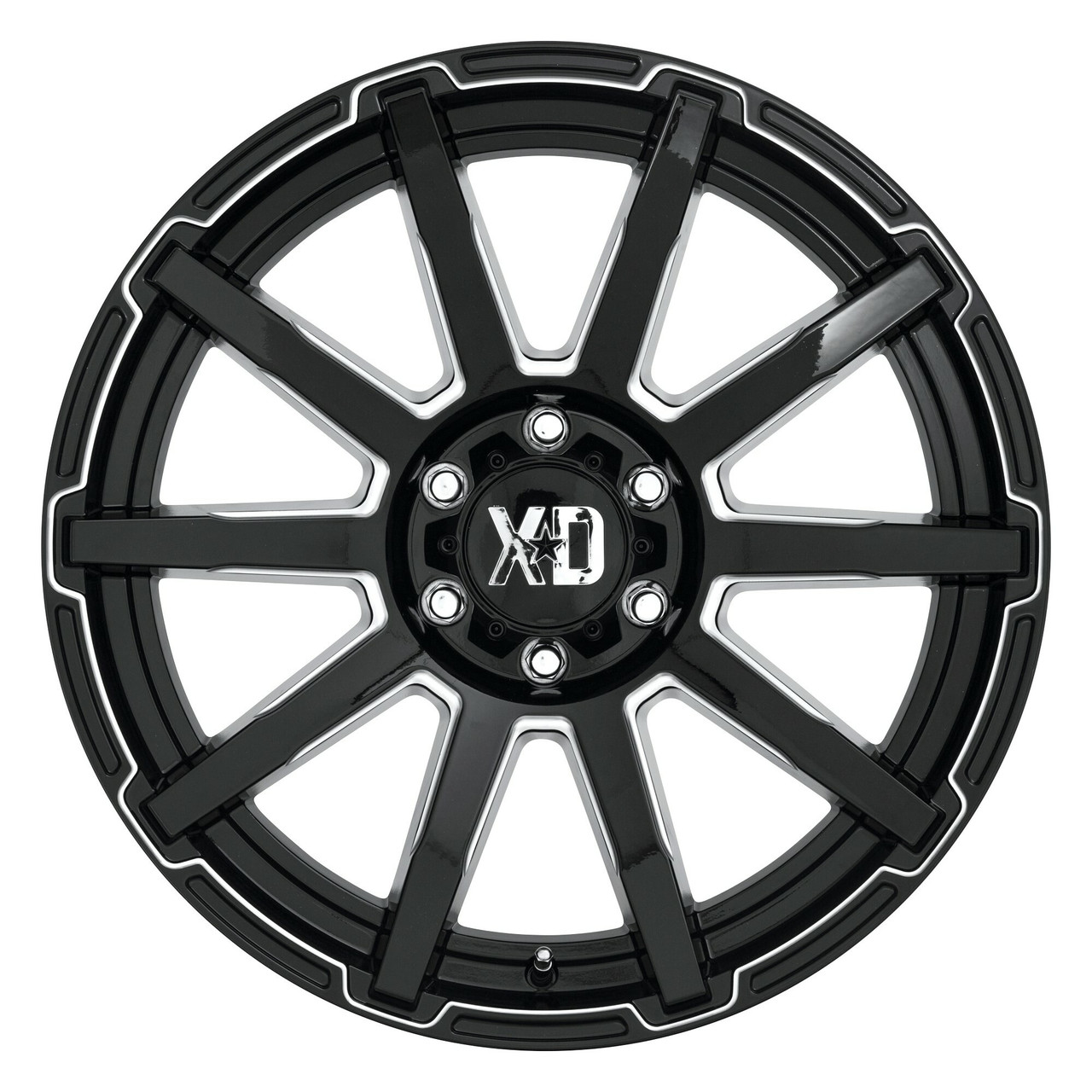 XD XD847 Outbreak 20x10 8x180 Gloss Black Milled Wheel 20" 12mm Rim
