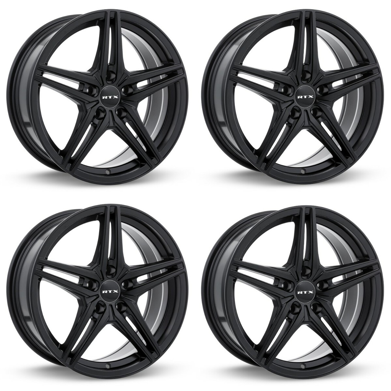 Set 4 17" RTX Bern Satin Black Wheels 17x7.5 5x4.5 40mm Truck Suv Rims