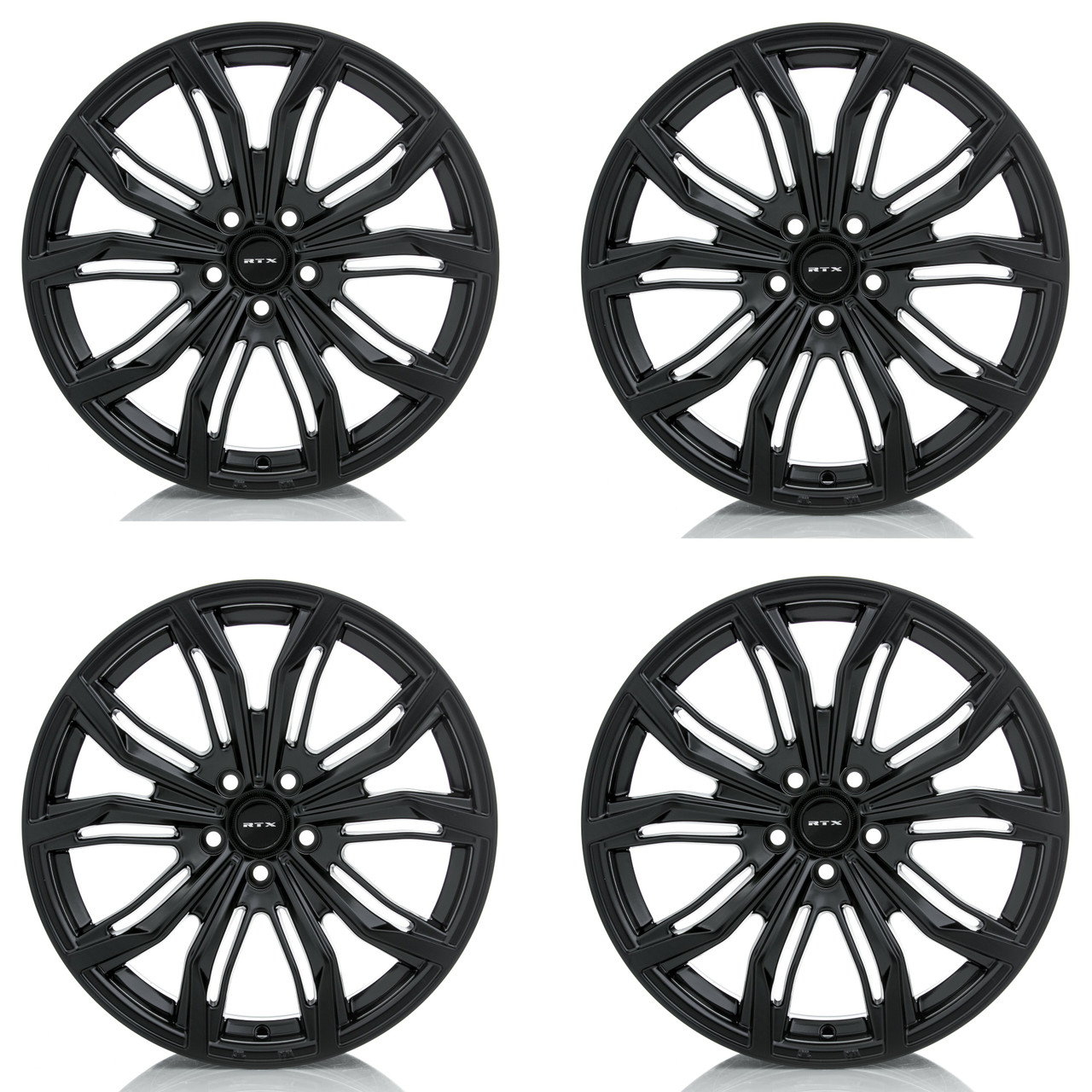 Set 4 20" RTX Black Widow Satin Black Wheels 20x9 5x108 38mm Rims
