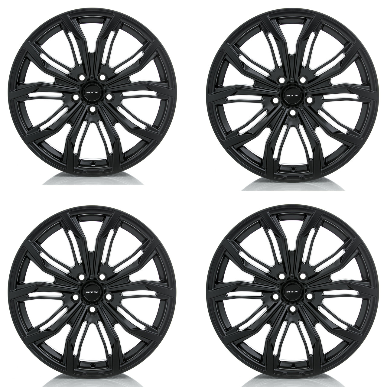 Set 4 16" RTX Black Widow Satin Black Wheels 16x7 5x4.5 40mm Truck Suv Rims