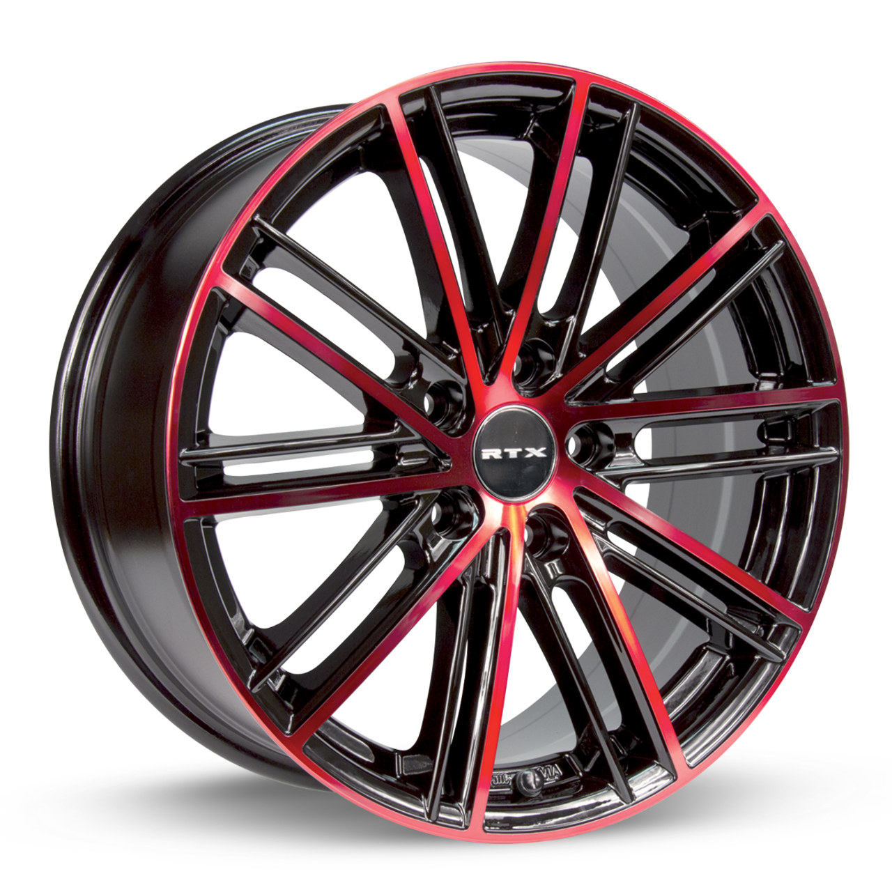 Set 4 17" RTX Strobe 5 Black Machined Red Wheels 17x7.5 5x4.5 45mm Truck Suv Rim