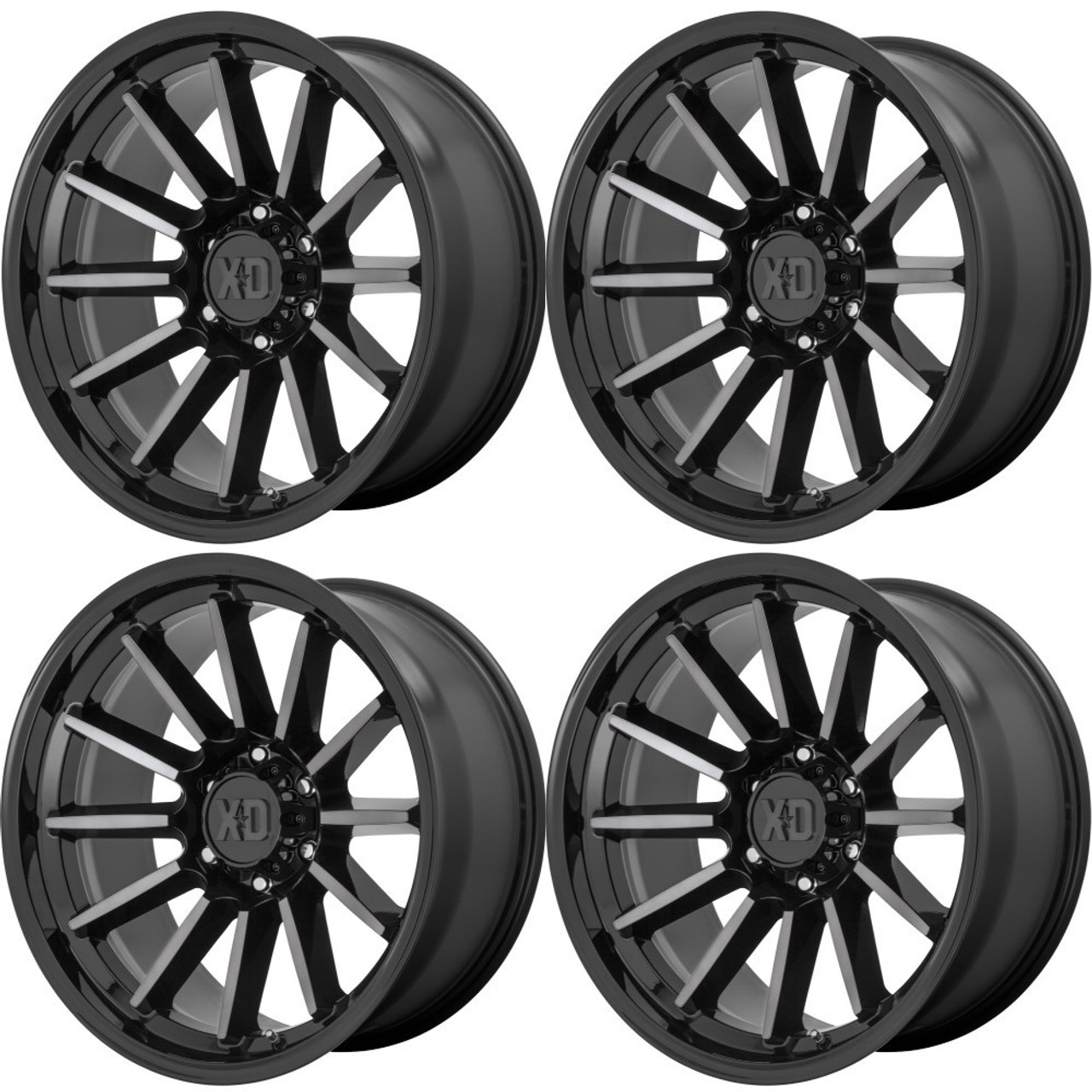 Set 4 XD XD855 Luxe 20x9 6x120 Black Machined With Gray Tint Wheels 20" 18mm