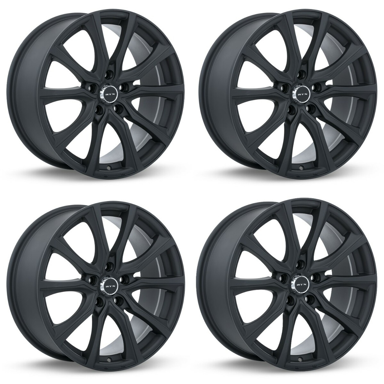 Set 4 17" RTX Contour Matte Black Wheels 17x7.5 5x4.5 40mm Truck Suv Rims