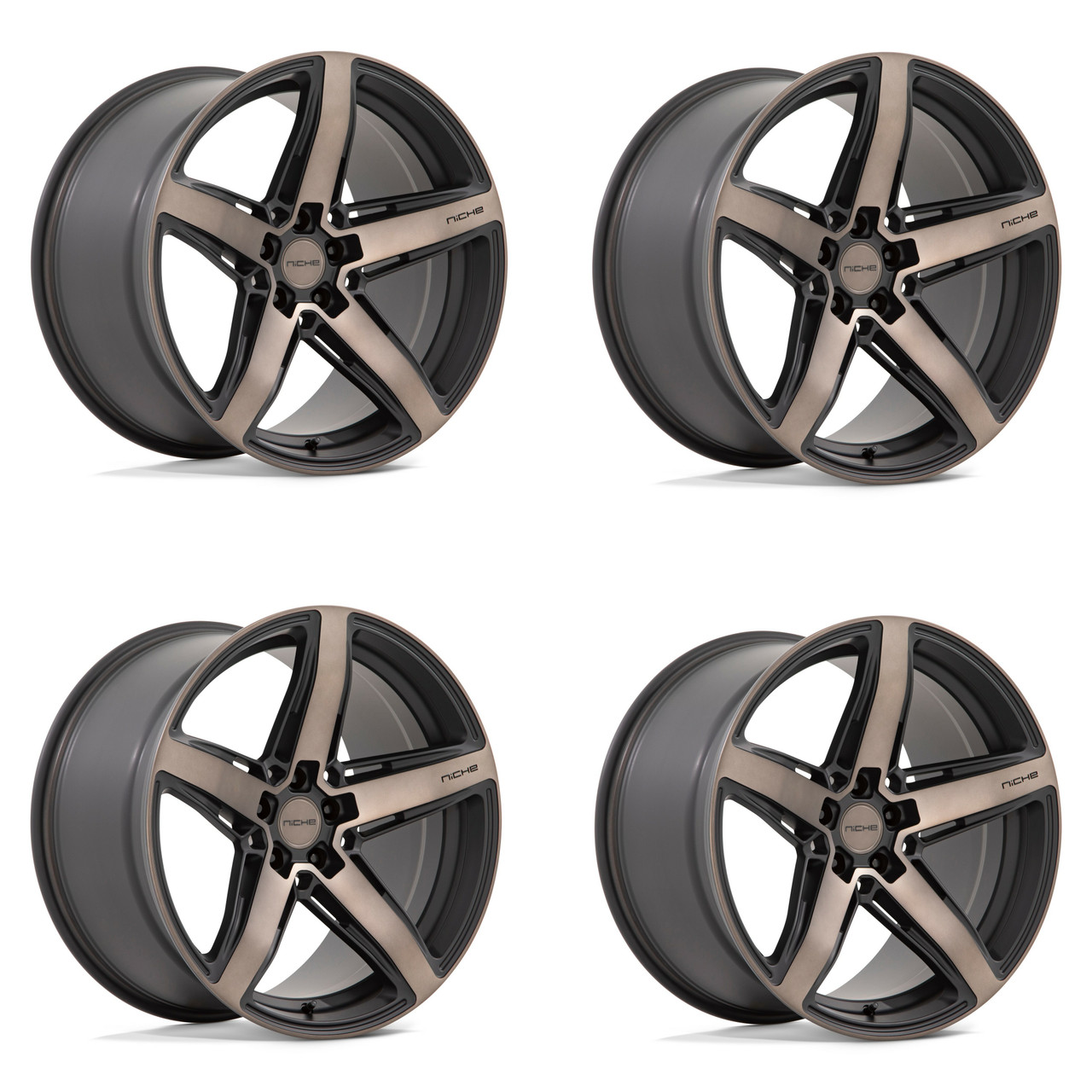 Set 4 Niche  M271 Teramo 20x9.5 5x115 Black Double Tint Face Wheels 20" 15mm