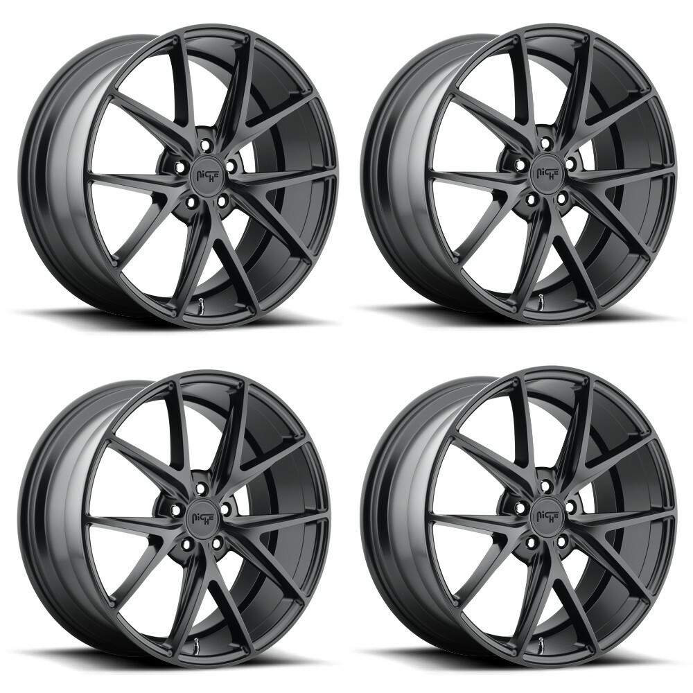 Set 4 Niche M117 Misano 19x8.5 5x120 Matte Black Wheels 19" 45mm Rims