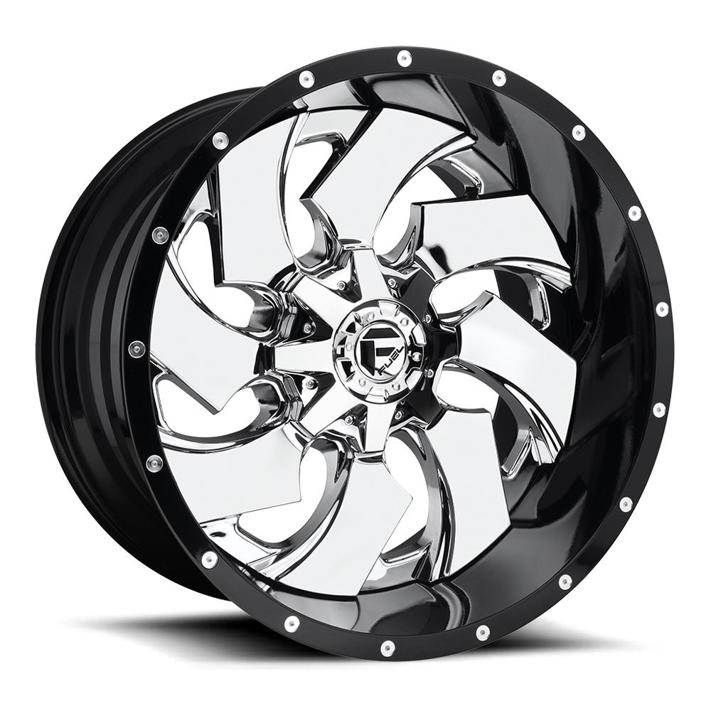 20" Fuel 2PC D240 Cleaver 20x12 8x170 Chrome Plated Gloss Black Lip Wheel -44mm