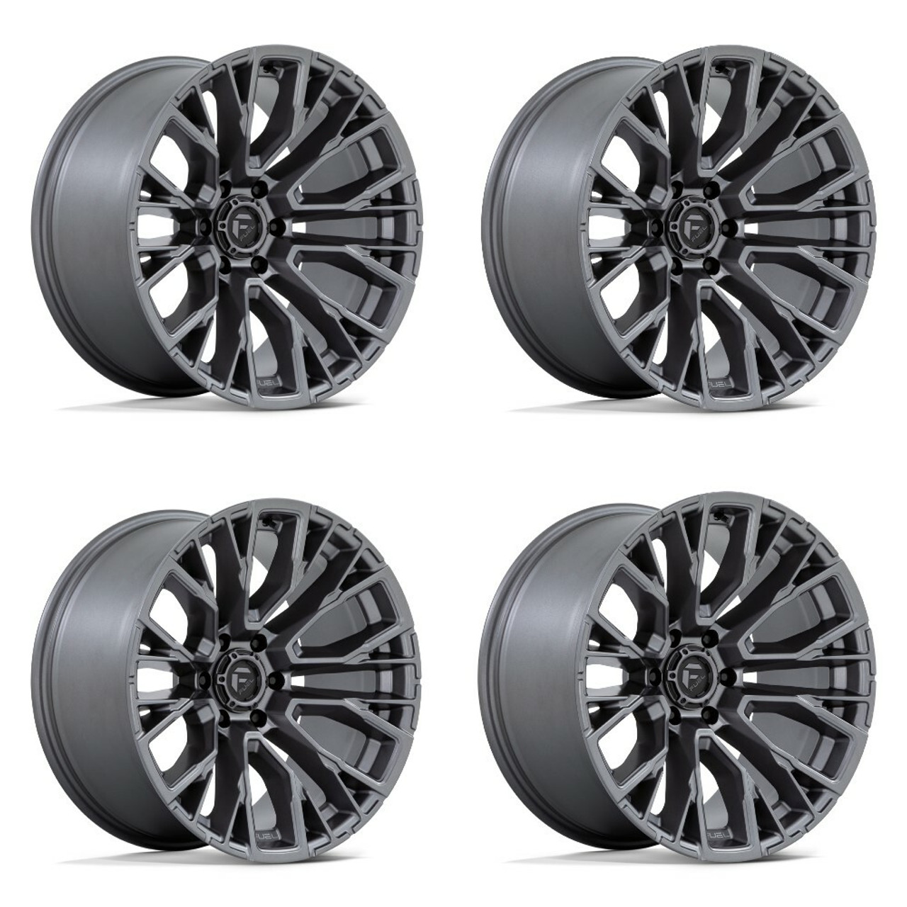 Set 4 Fuel D848 Rebar 17x9 6x4.5 Matte Gunmetal Wheels 17" 1mm Rims