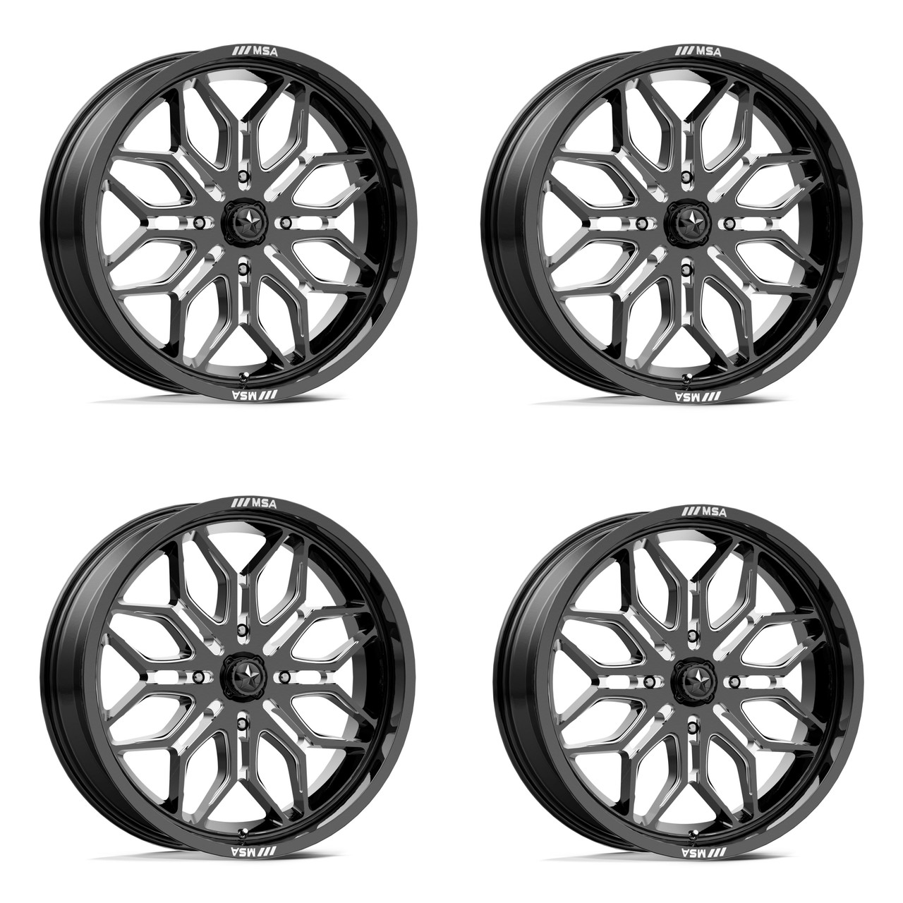 Set 4 MSA Offroad M47 Sniper 24x7 4x156 Black Milled Wheels 24" 10mm Set 4 MSA Offroad M47 Sniper 24x7 4x156 Black Milled Wheels 24" 10mm