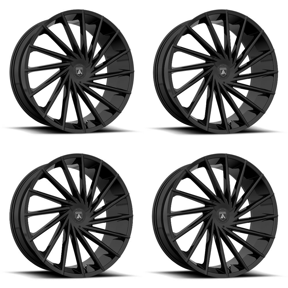 Set 4 Asanti Black ABL-18 Matar 20x8.5 5x112 5x120 Gloss Black Wheels 20" 30mm