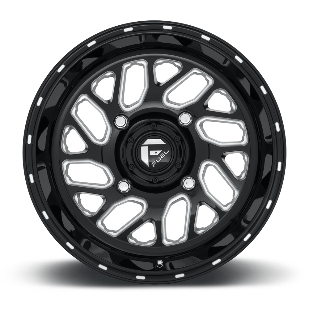 Set 4 Fuel UTV D581 Triton 16x7 4x137 Gloss Black Milled Wheels 16" 13mm Rims