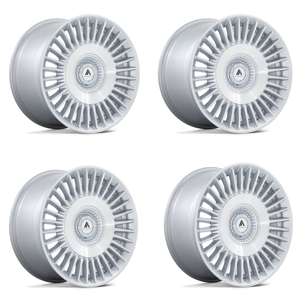 Set 4 Asanti Black ABL40 Tiara 20x9 5x4.25 5x112 Silver Machine Wheels 20" 45mm