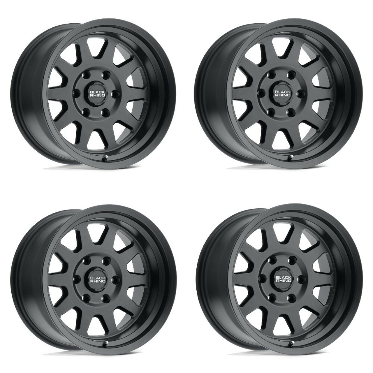 Set 4 Black Rhino Stadium 16x8 6x5.5 Matte Black Wheels 16" 35mm Truck Rims