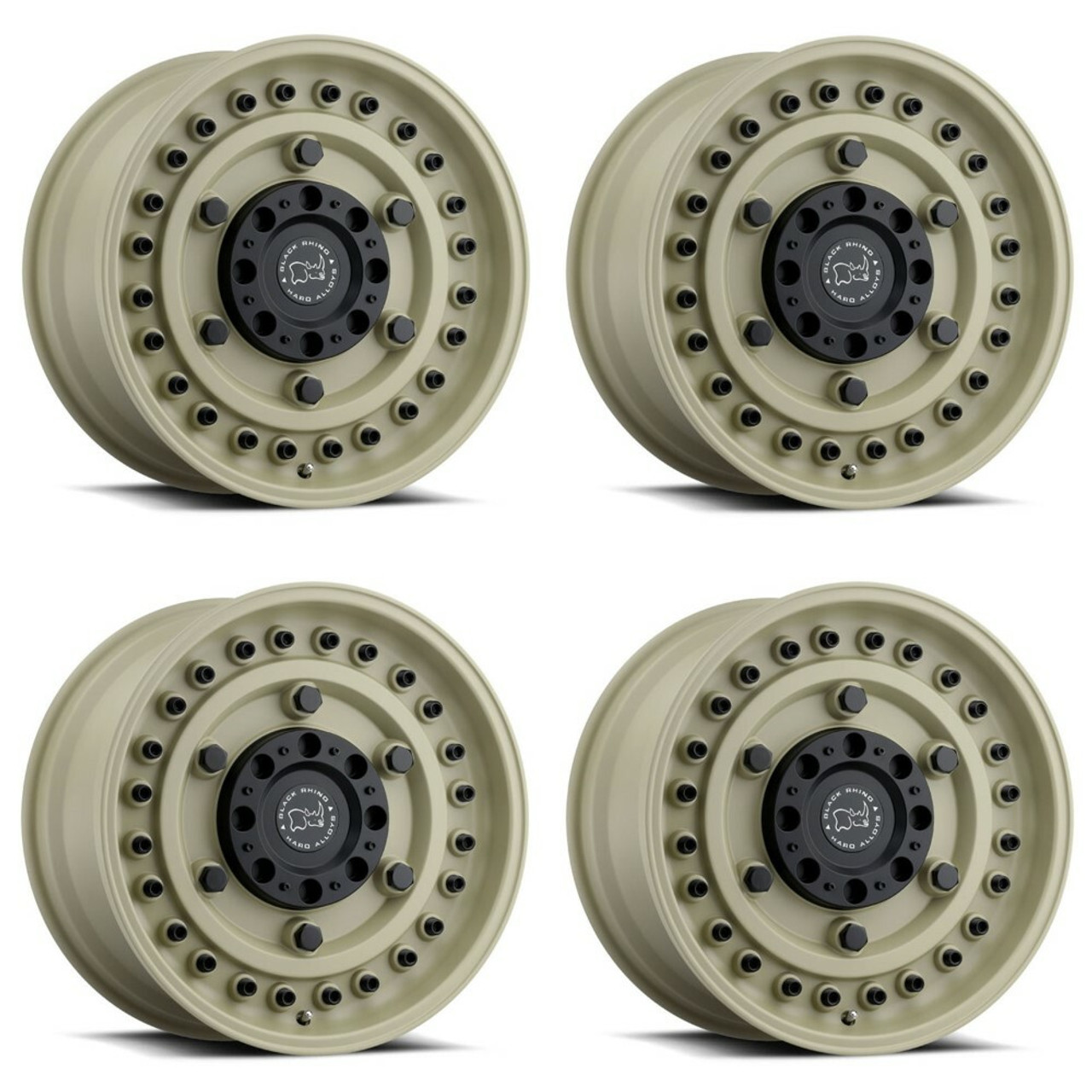 Set 4 20" Black Rhino Armory 20x9.5 8x6.5 6mm Wheels Desert Sand Truck Rims