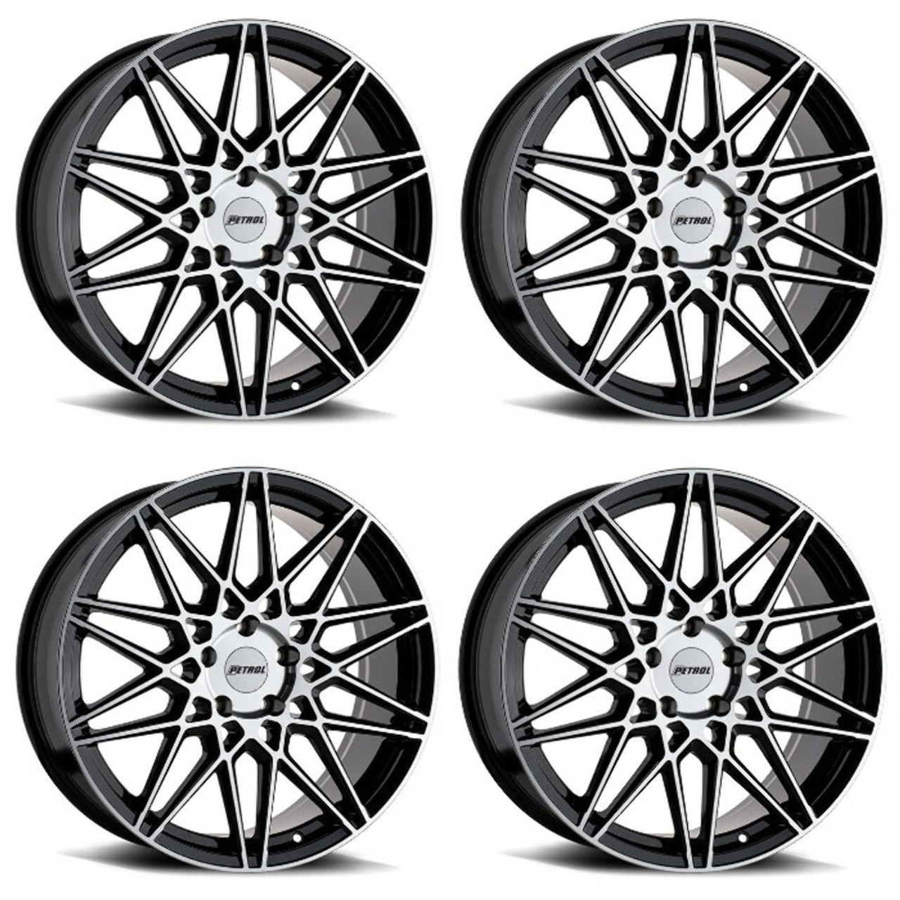 Set 4 Petrol P3C 20x8.5 5x120 Gloss Black W/ Machined Face Wheels 20" 35mm Rims