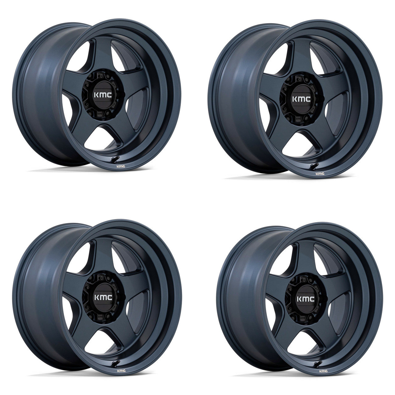Set 4 KMC KM728 Lobo 17x8.5 6x120 Metallic Blue Wheels 17" 18mm Rims