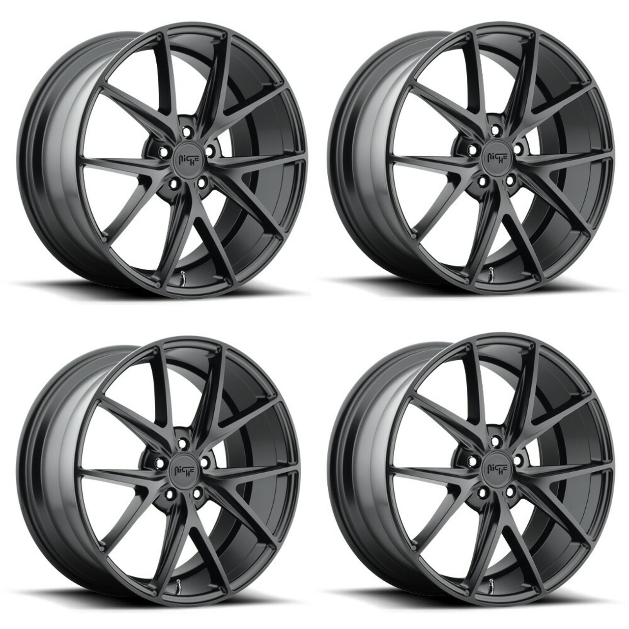 Set 4 Niche M117 Misano 17x8 5x4.5 Matte Black Wheels 17" 40mm Rims