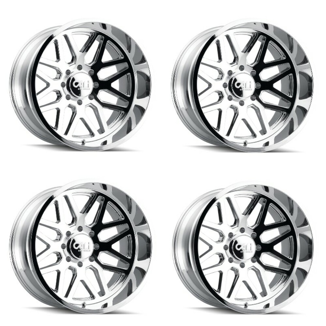 Set 4 22" Cali Off-Road Invader 22x12 Chrome 8x6.5 Wheels -51mm Lifted Rims
