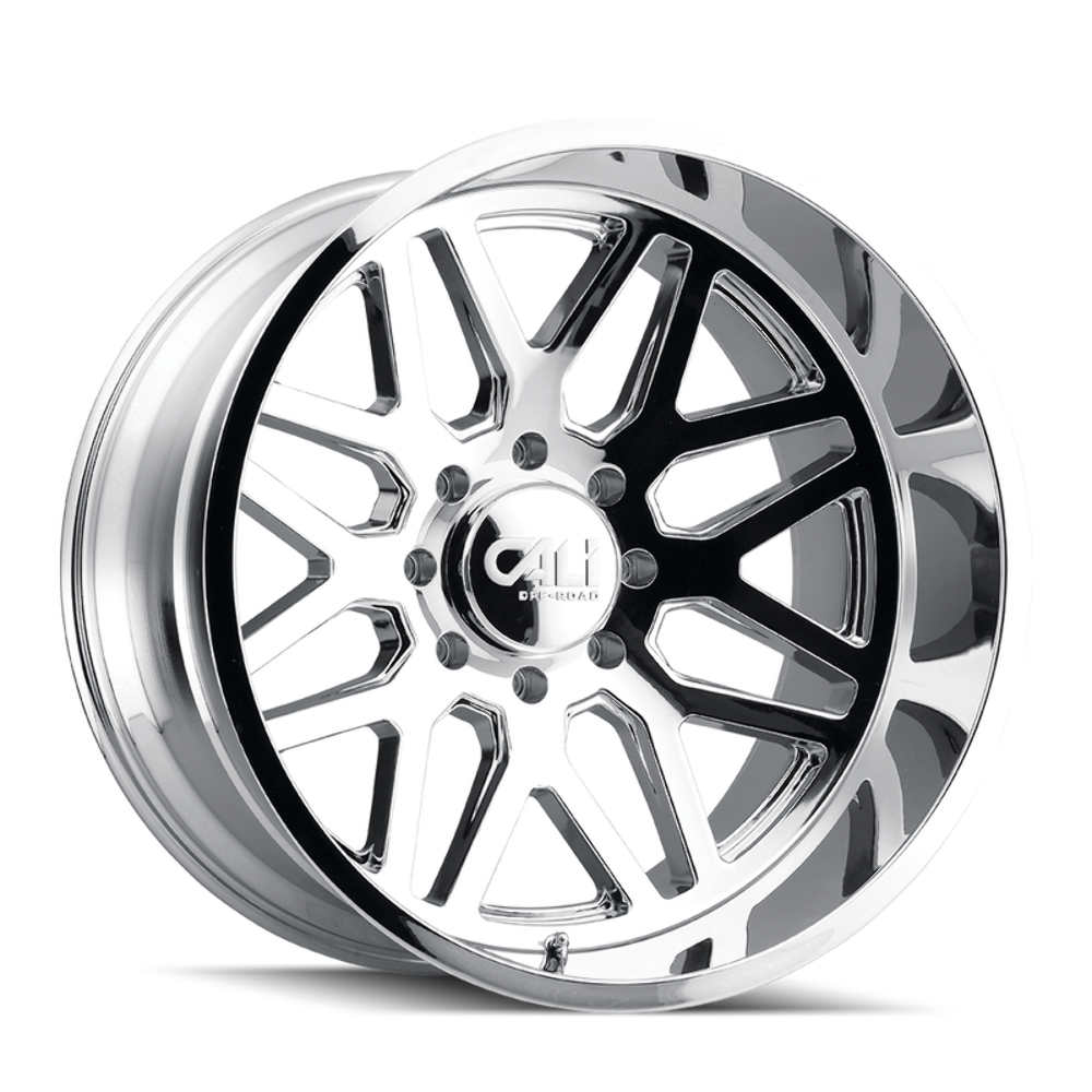 Set 4 20" Cali Off-Road Invader 20x10 Chrome 8x170 Wheels -25mm Lifted Rims