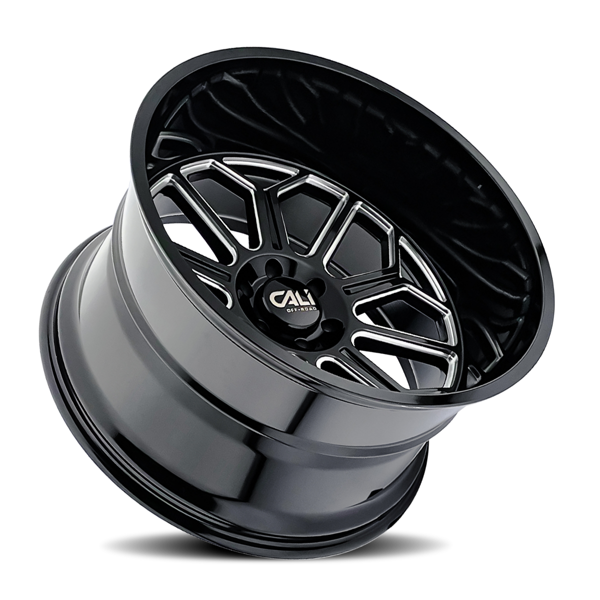 Set 4 24" Cali Off-Road Auburn 24x14 Black Milled 8x180 Wheels -76mm Lifted Rims