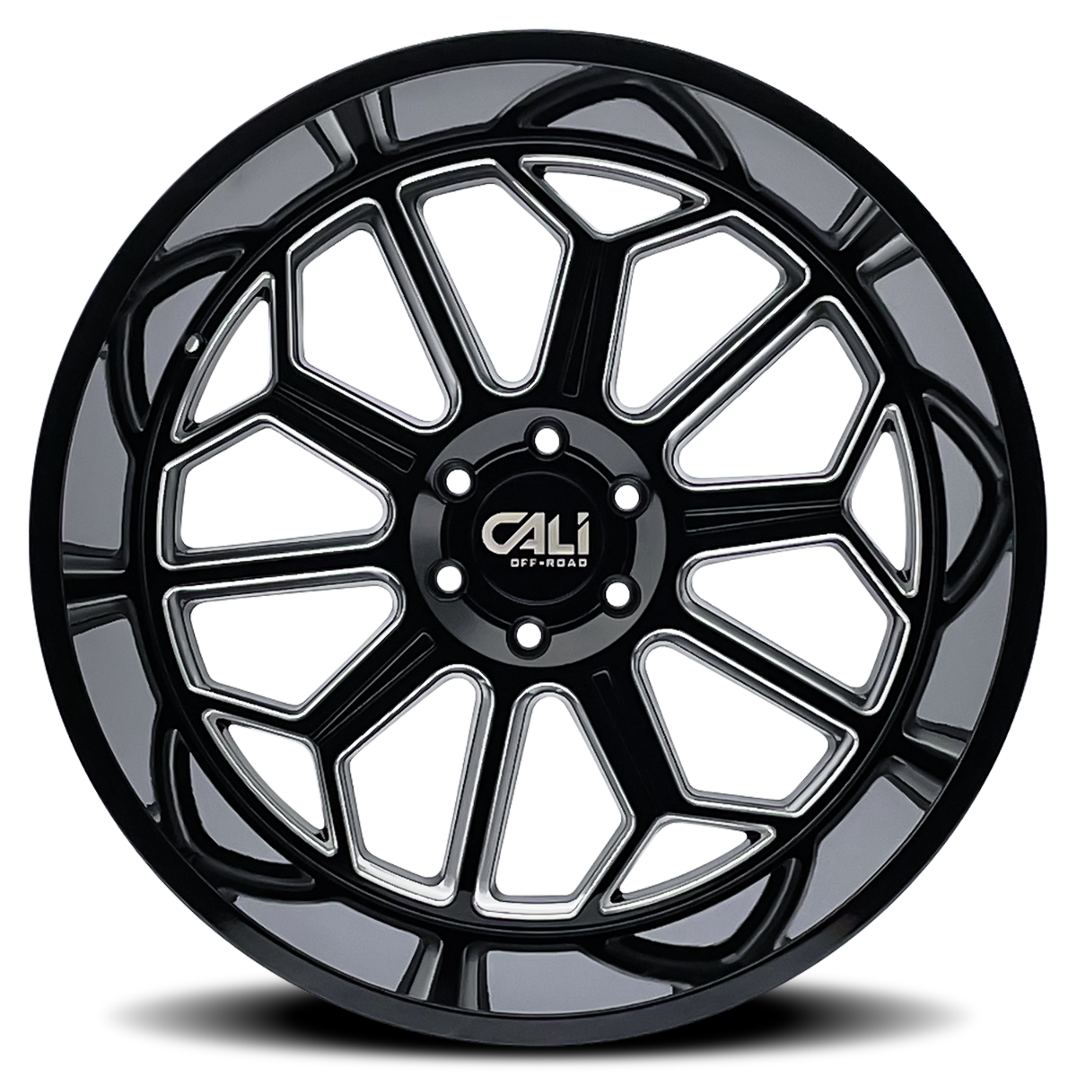 Set 4 24" Cali Off-Road Auburn 24x14 Black Milled 8x180 Wheels -76mm Lifted Rims