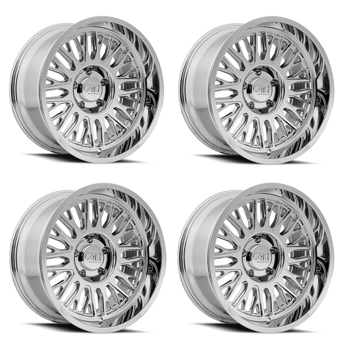 Set 4 20" Cali Off-Road Vertex 20x10 Chrome 5x5 Wheels -25mm Lifted Truck Rims