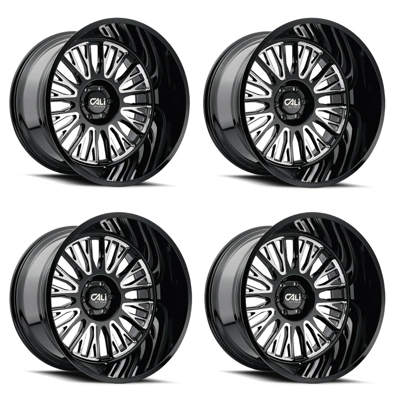 Set of 4 Cali Off-Road Vertex 24x14 8x6.5 -76mm Black Milled Offroad Truck Rims Set of 4 Cali Off-Road Vertex 24x14 8x6.5 -76mm Black Milled Offroad Truck Rims