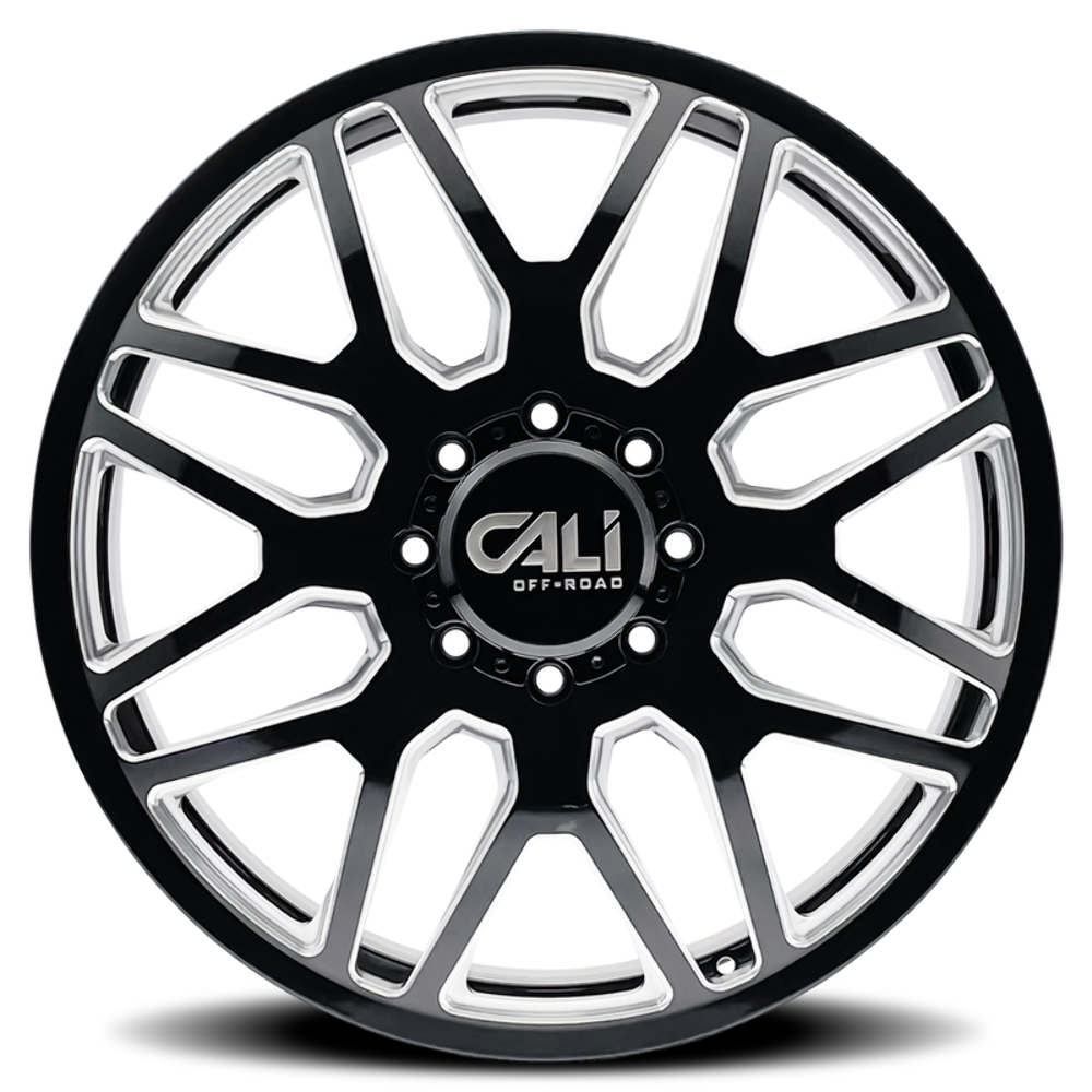 22" Cali Off-Road Invader Front Dually 22x8.25 Black Milled 8x200 Wheel 115mm