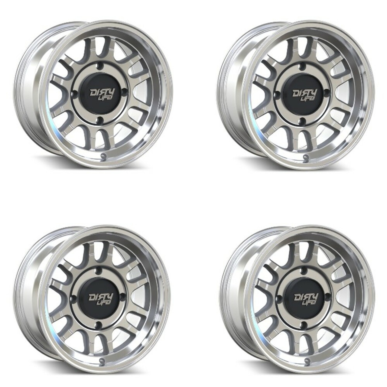 Set 4 15" Dirty Life Canyon Sport SXS 15x7 Machined 4x137 Wheels 13mm Rims