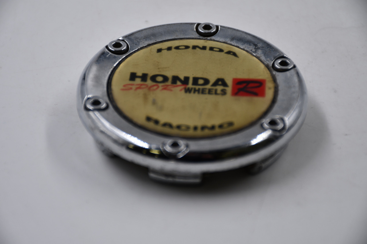 Honda Racing Chrome w/Gold, Red,Black Logo Wheel Center Cap Hub Cap MK011 2.625"