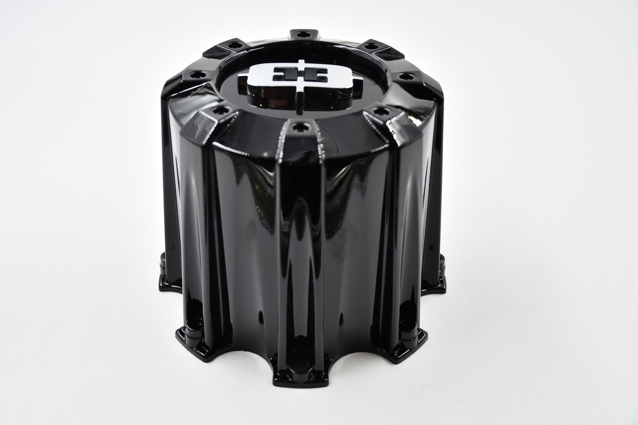Vision Wheels Gloss Black w/ Chrome Logo Wheel Center Cap Hub Cap C401HGB-DEEP 6.375" 8 Lug Tall/DEEP