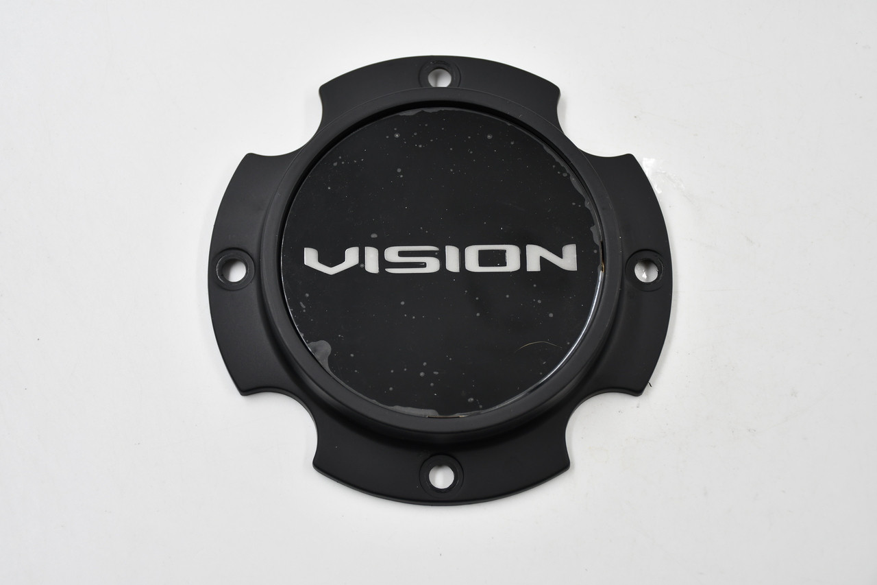 Vision Wheels Satin Black w/ Chrome Logo Wheel Center Cap Hub Cap C356SB-136V 5.25"
