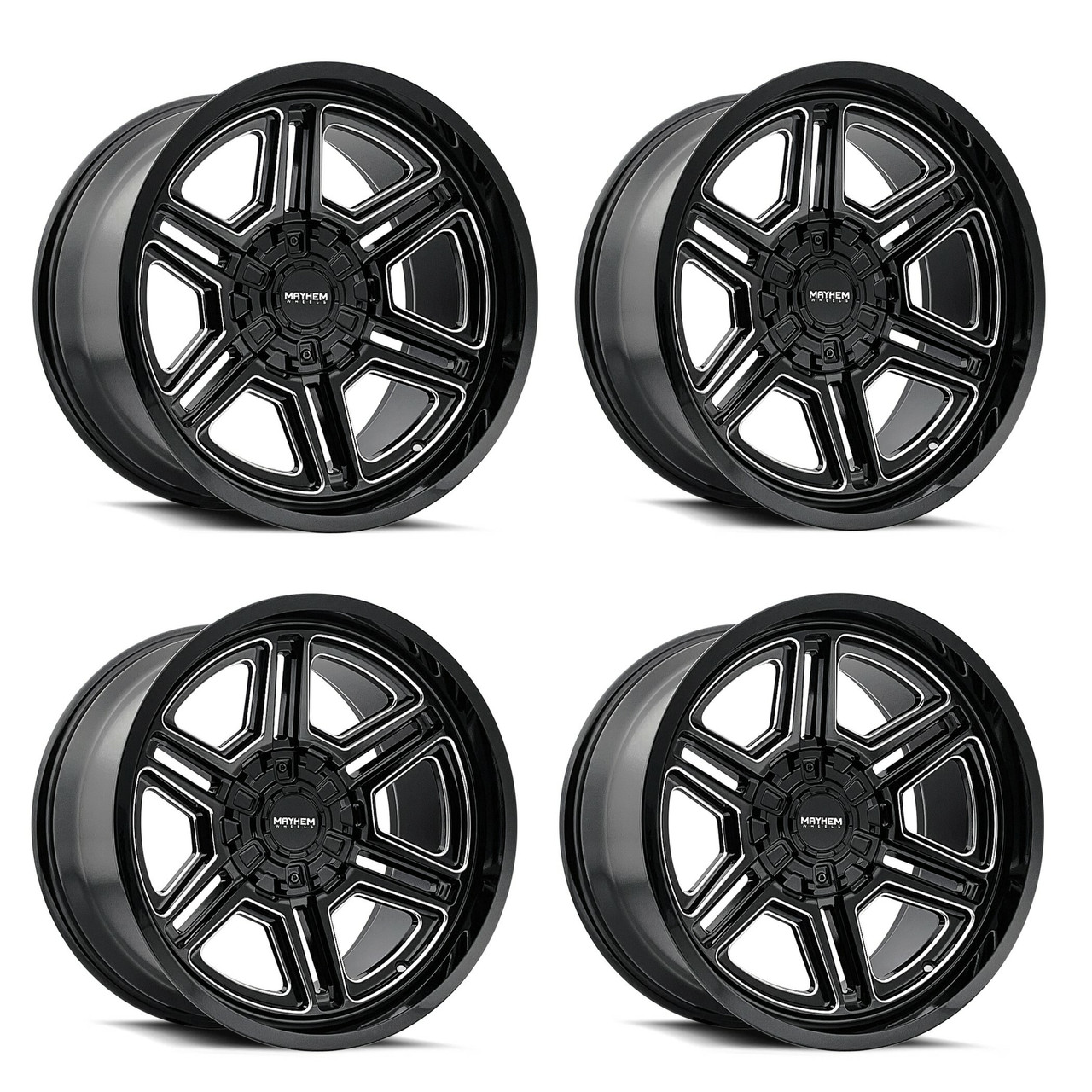Set 4 20" Mayhem Hermosa 20x9 Black Milled 5x4.5 5x5 Wheels 18mm Truck Rims