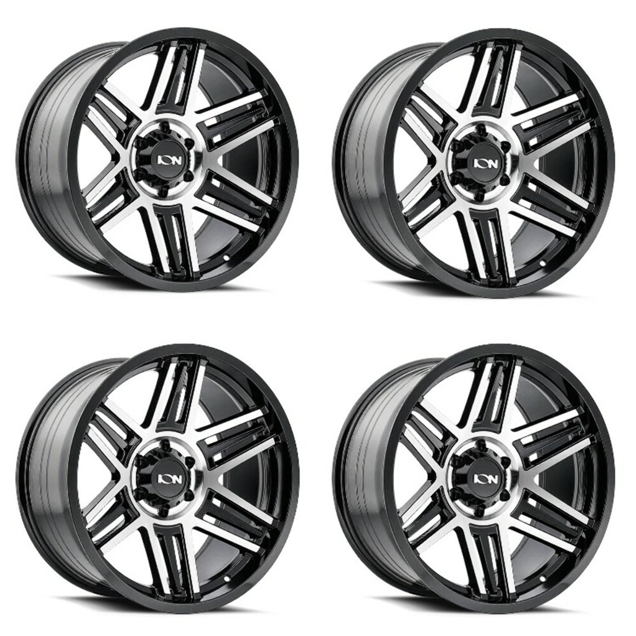 Set 4 20" Ion 147 20x9 Black Machined 8x170 Wheels 18mm For Ford Truck Rims