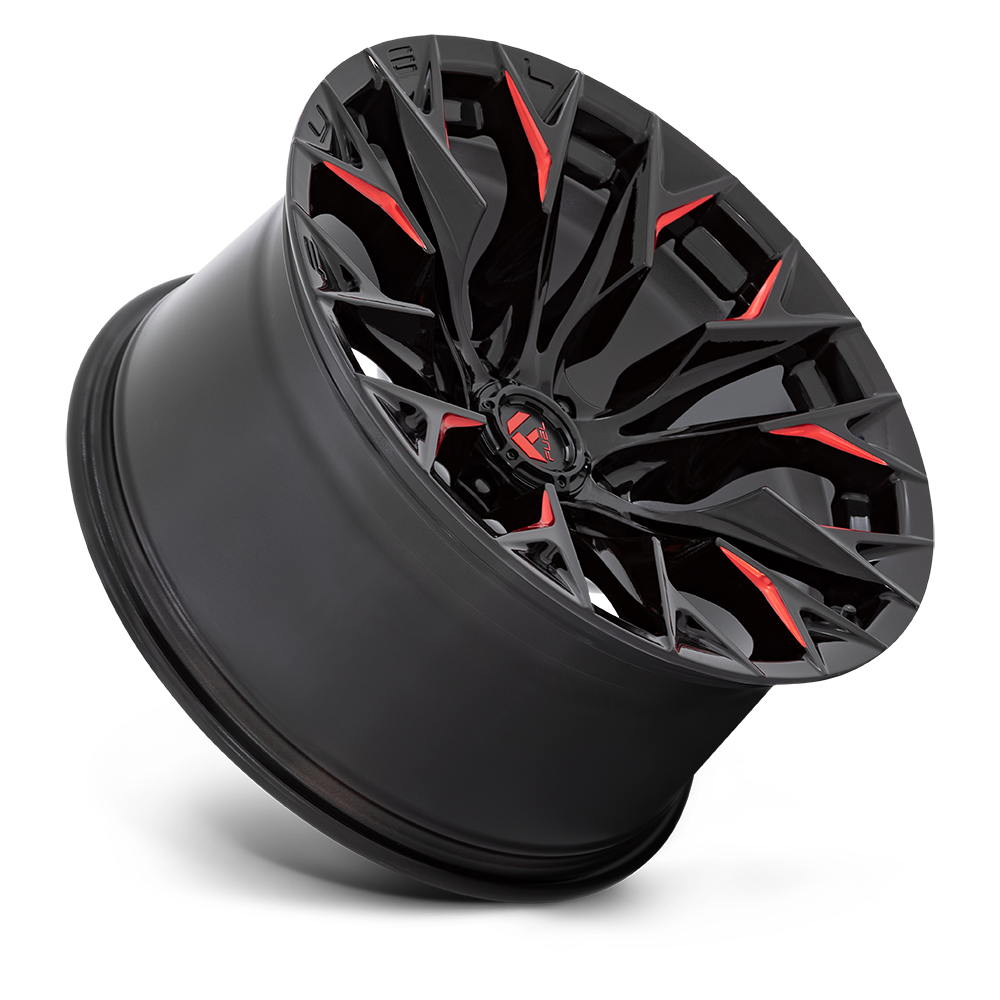 Set 4 20" Fuel D823 Flame 20x9 5x5 1mm Wheels Gloss Black Milled Candy Red Rims